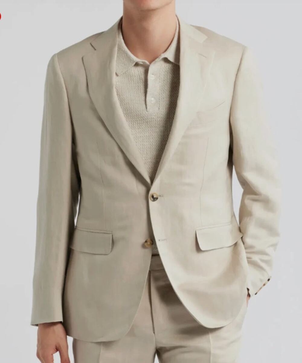 Brooks Brothers Brookscool Poplin Blazer Sport Coat Cotton Coolmax Tan 44R